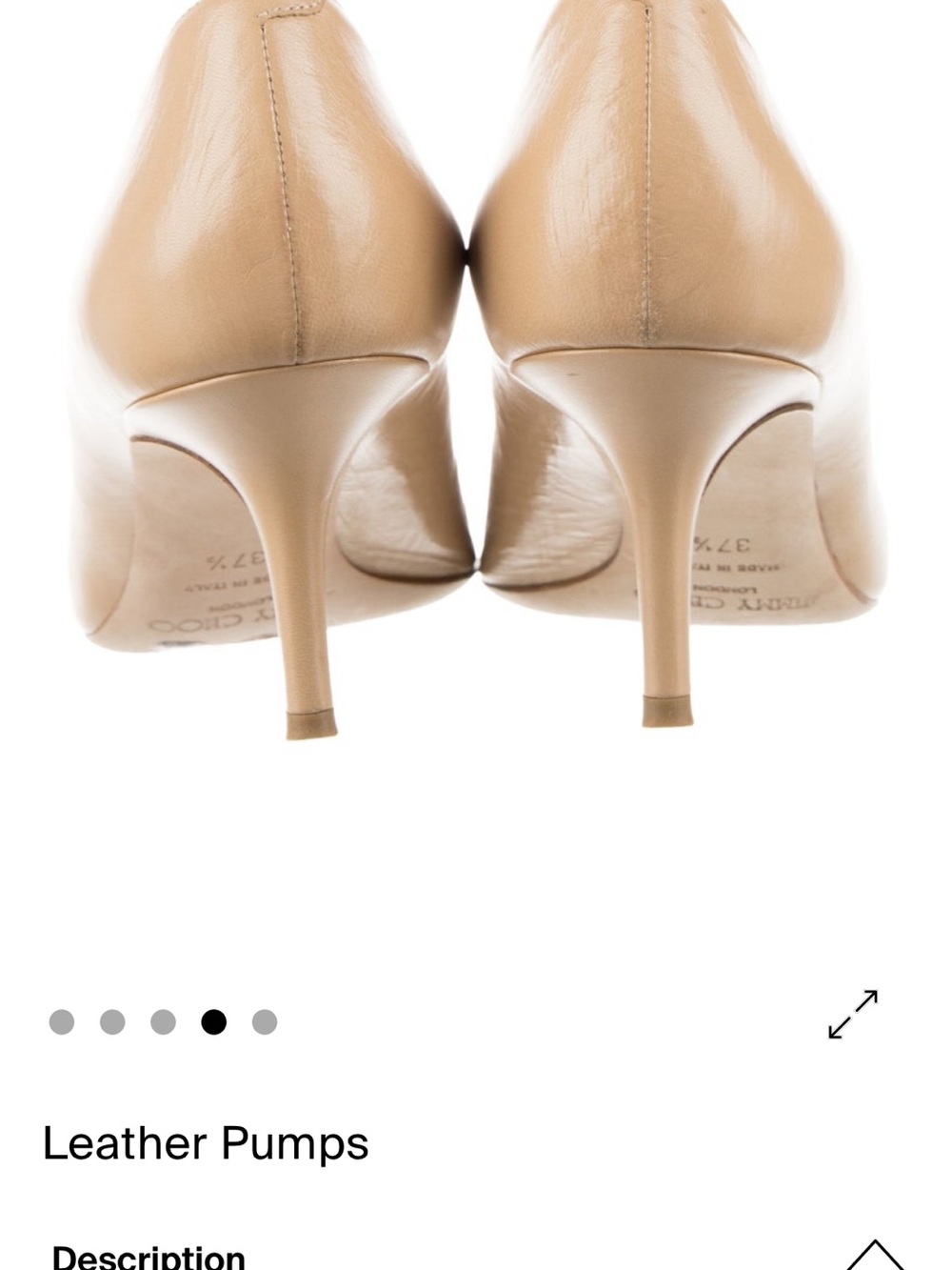Jimmy Choo Beige Leather Pointed-Toe Pumps - Picture 4 of 4